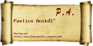 Pavlics Anikó névjegykártya