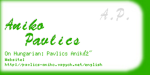 aniko pavlics business card